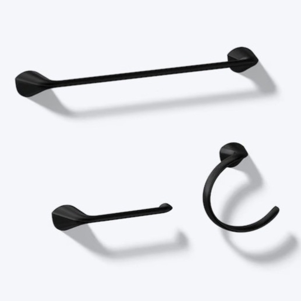 NEW Kohler Sivaro 3-Piece Bathroom Accessory Set Black R38638-BL Spot Repel